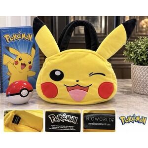 Pokémon Pikachu Plush Handbag Purse Bioworld Winking Face 3D Ears 2024